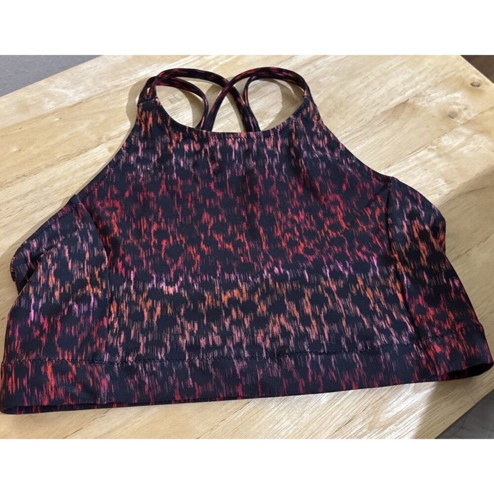 Z by Zella Girl Kids Strappy Sports Bra Pink‎ Black Abstract Print NWOT Size 10